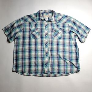 Rustler Wrangler Metallic Shining Plaid Pearl Snap